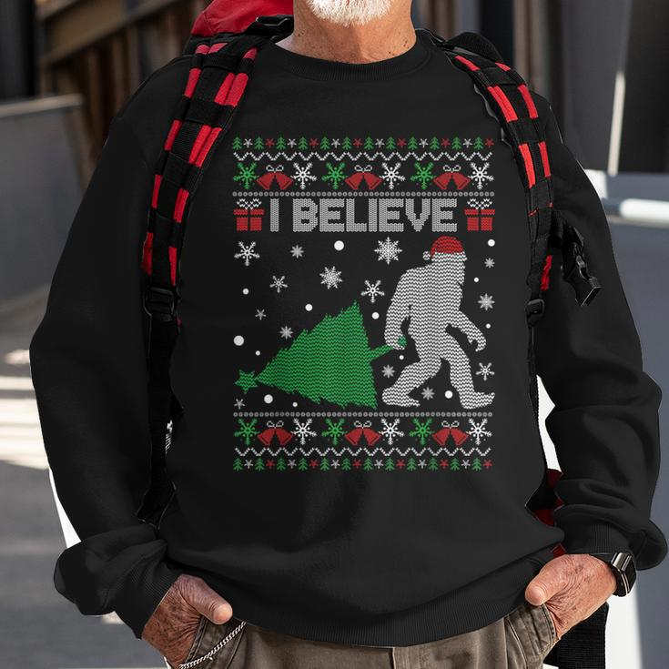 I Believe Big Foot Sasquatch Ugly Christmas Holiday Sweatshirt Gifts for Old Men