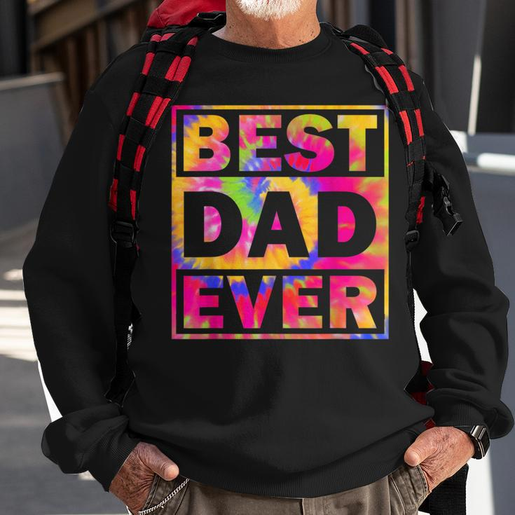 Best Dad Ever With Us Flag Tie Dye Fathers Day Sweatshirt Gifts for Old Men