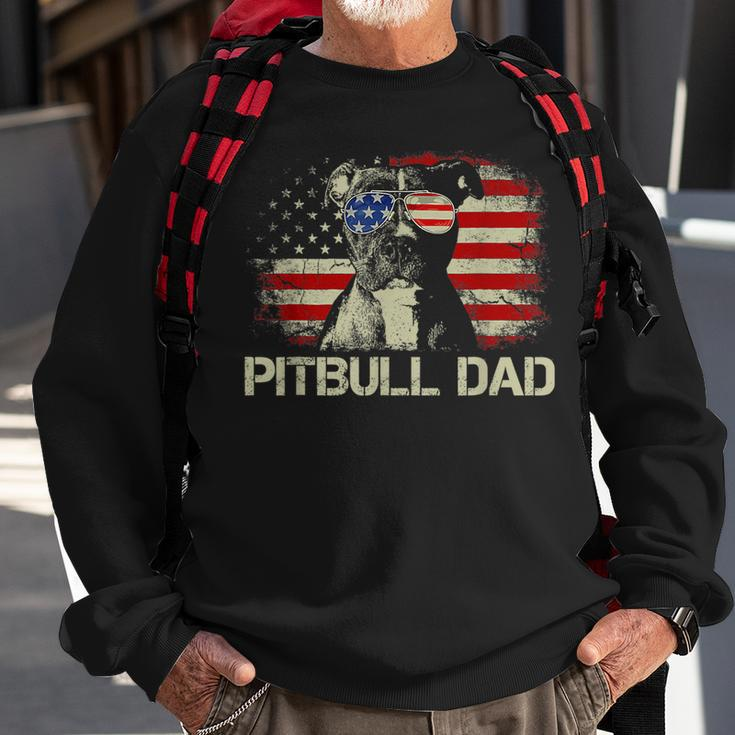 Best Pitbull Dad Ever American Flag 4Th Of July Gift Funny Gifts For Dad Sweatshirt Gifts for Old Men