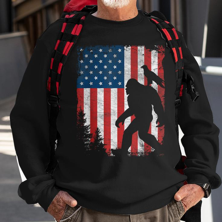 Bigfoot 4Th Of July Bald Eagle American Usa Flag Patriotic Sweatshirt Gifts for Old Men