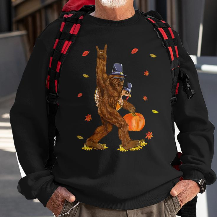 Bigfoot Pilgrim Turkey Pumpkin Thanksgiving Sasquatch Men Sweatshirt Gifts for Old Men