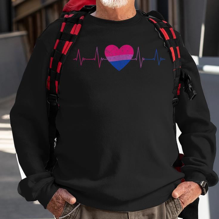 Bisexual Heartbeat - Bi Flag Ekg Pulse Line Lgbt Pride Sweatshirt Gifts for Old Men