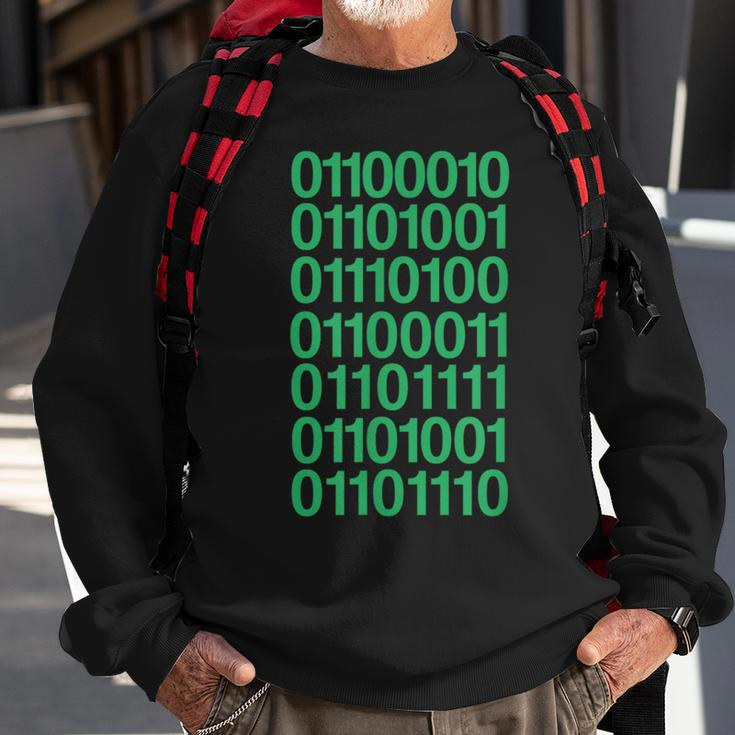Bitcoin In Binary Code Computer Programming Sweatshirt Gifts for Old Men