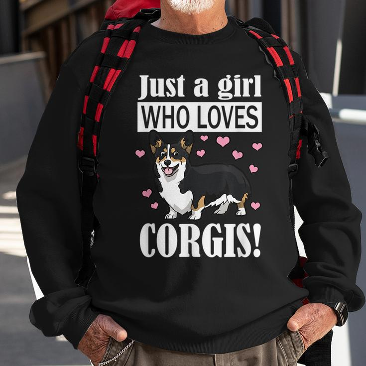 Black Tricolor Corgi Sweatshirt Gifts for Old Men