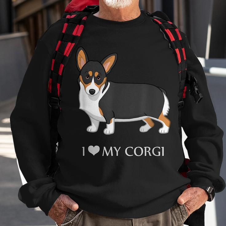 Black Tricolor I Love My Pembroke Corgi Dog Lovers Sweatshirt Gifts for Old Men