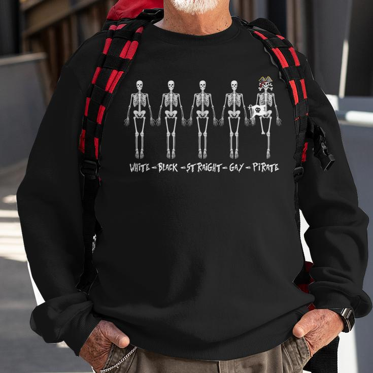 Black White Gay Straight Pirate Skeleton Lgbt Pride Human Sweatshirt Gifts for Old Men