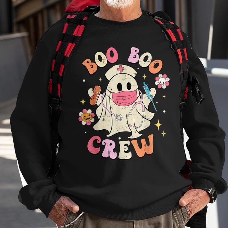 Boo Boo Crew Nurse Ghost Retro Halloween Nurse Sweatshirt Gifts for Old Men