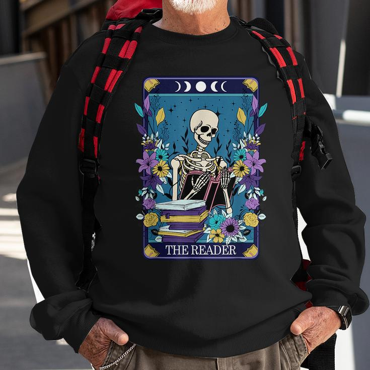 Book Lover Tarot Card The Reader Mystic Funny Skeleton Tarot Funny Gifts Sweatshirt Gifts for Old Men