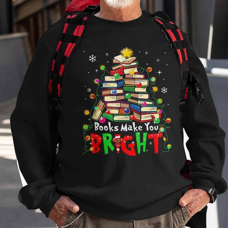 Books Make You Bright Christmas Librarian Book Lover Sweatshirt Gifts for Old Men