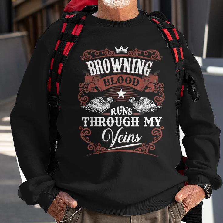 Browning Blood Runs Through My Veins Family Name Vintage Sweatshirt Gifts for Old Men