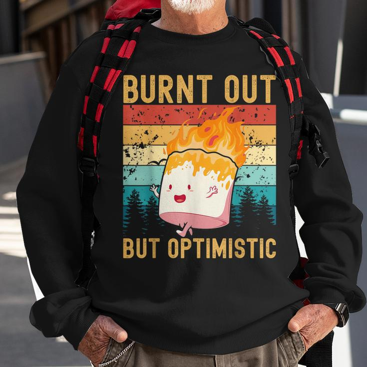 Burnt Out But Optimistic Cute Marshmallow Camping Vintage Sweatshirt Gifts for Old Men