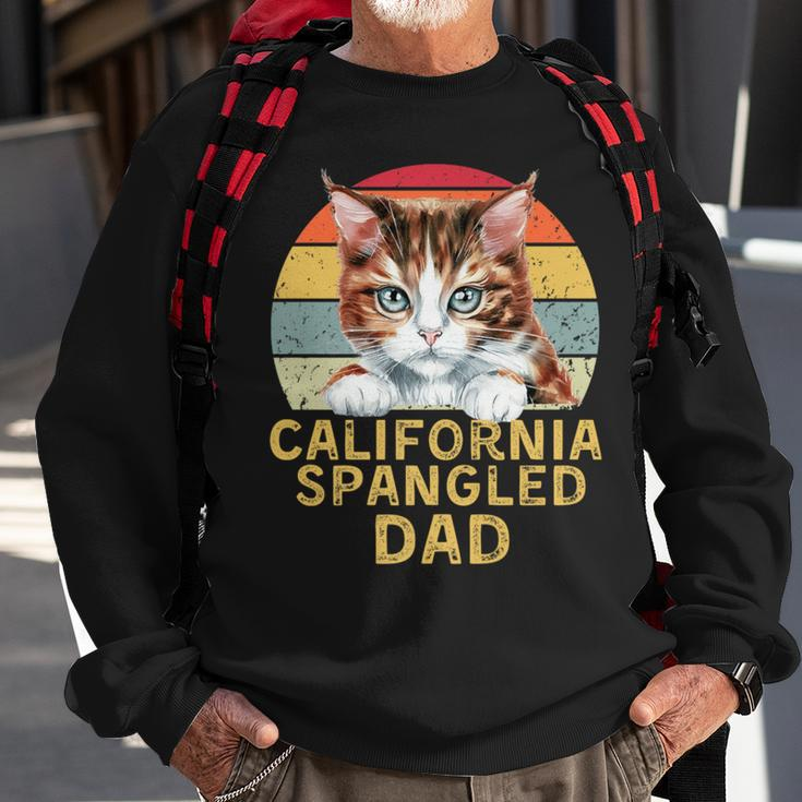 California Spangled Cat Dad Retro Cats Heartbeat Sweatshirt Gifts for Old Men