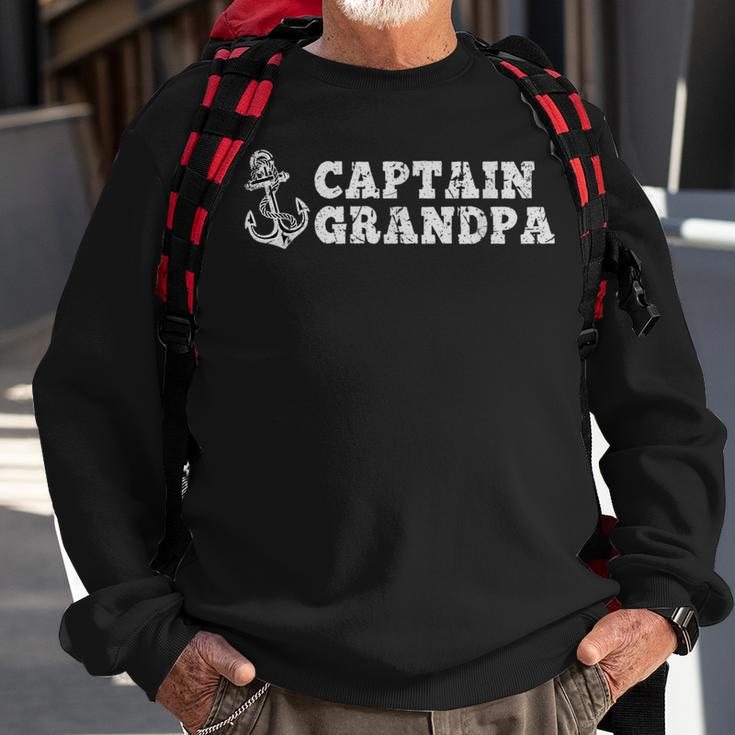 Captain Grandpa Sailing Boating Vintage Boat Anchor Funny Sweatshirt Gifts for Old Men