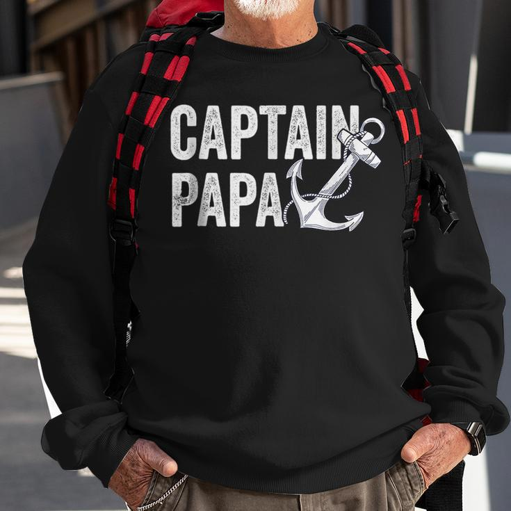 Captain Papa Pontoon Gift Lake Sailor Fishing Boating Sweatshirt Gifts for Old Men