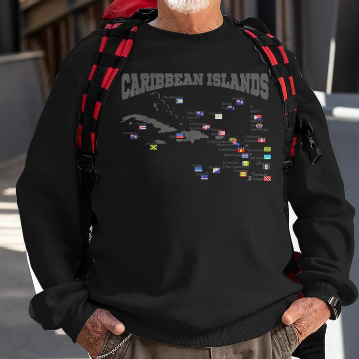 Caribbean Flags Caribbean Map Caribbean Islands Vacation Sweatshirt Gifts for Old Men