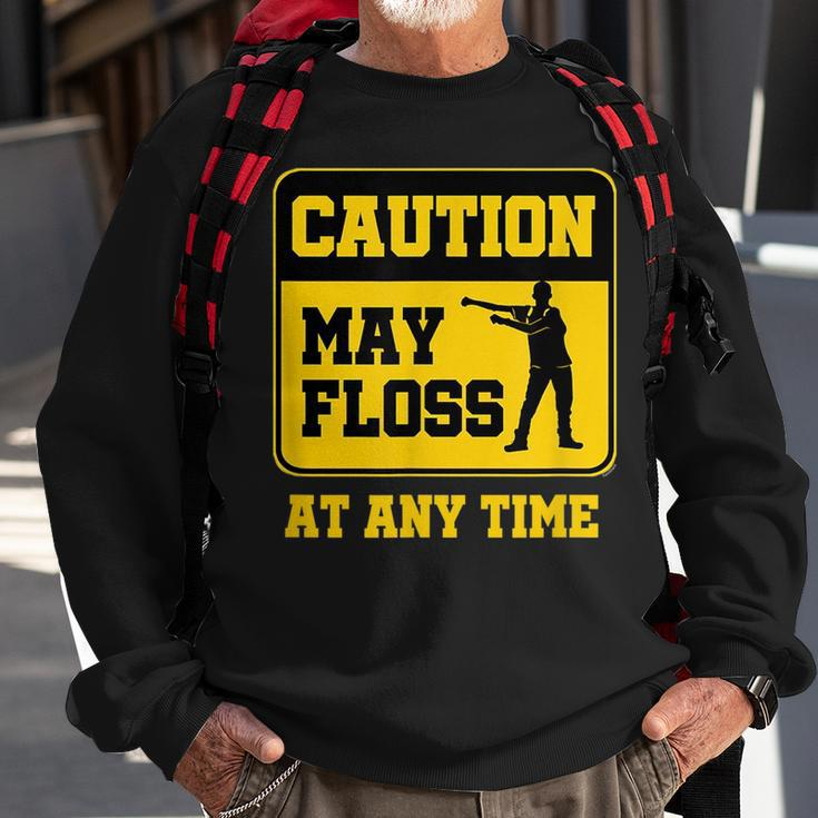 Caution Floss Dance Warning Gift Sweatshirt Gifts for Old Men
