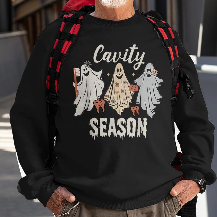 Cavity Season Halloween Dental Ghosts And Toothbrush Sweatshirt Gifts for Old Men