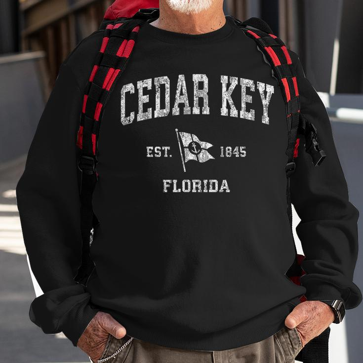 Cedar Key Fl Vintage Nautical Boat Anchor Flag Sports Sweatshirt Gifts for Old Men