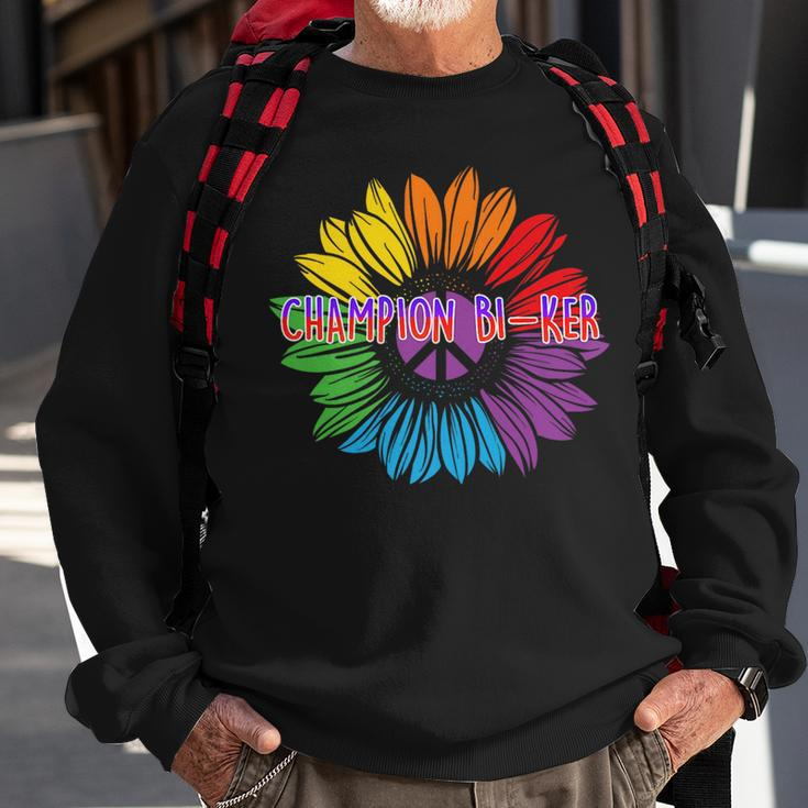 Champion Biker Bisexual Lgbtq Bi Pride Biking Funny Sweatshirt Gifts for Old Men