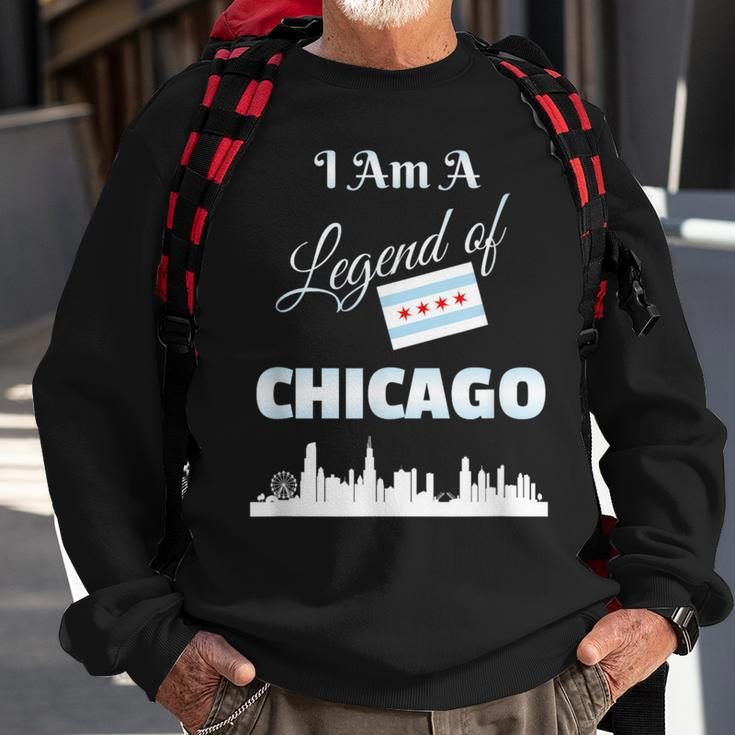 ChicagoI Am A Legend Of Chicago With Flag Skyline Sweatshirt Gifts for Old Men