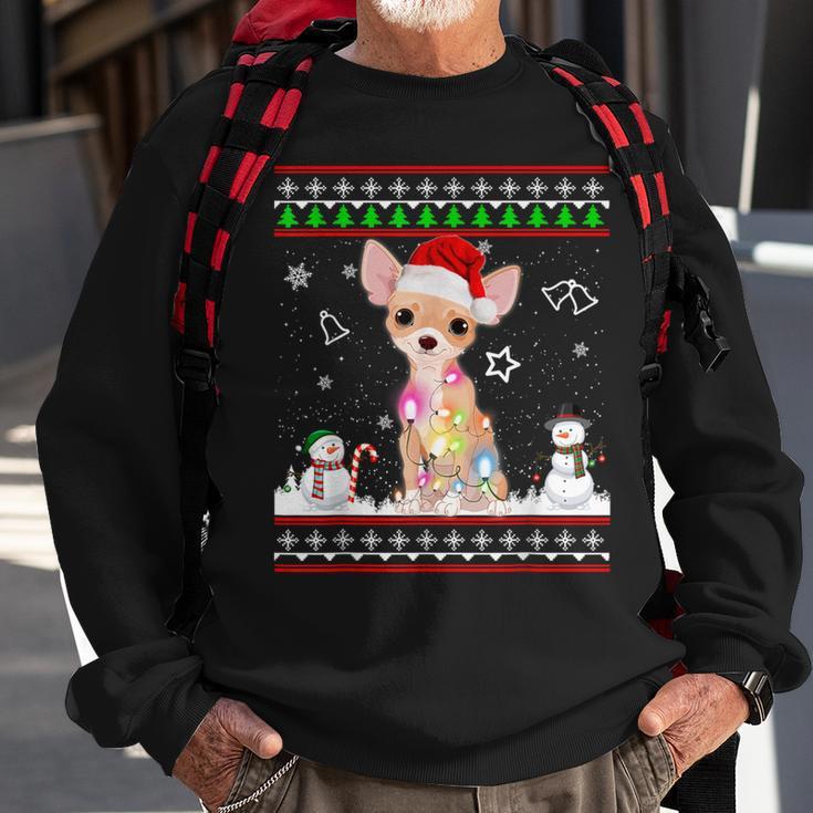 Chihuahua Christmas Dog Light Ugly Sweater Short Sleeve Sweatshirt Gifts for Old Men