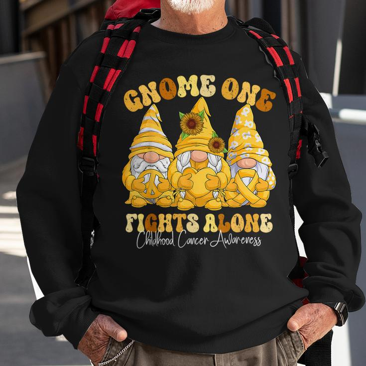 Childhood Cancer Awareness Month Gold Ribbon Gnomies Sweatshirt Gifts for Old Men