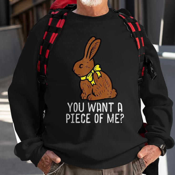 Chocolate Bunny Do You Want Piece Of Me Funny Easter Rabbit Gifts For Rabbit Lovers Funny Gifts Sweatshirt Gifts for Old Men