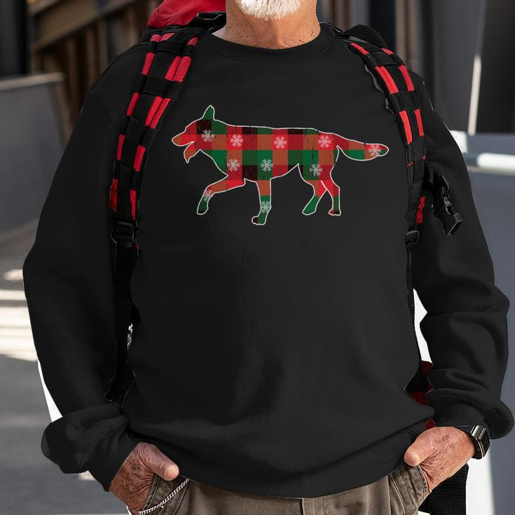 Christmas Dog Czechoslovakian Wolfdog Buffalo Plaid Family Sweatshirt Gifts for Old Men