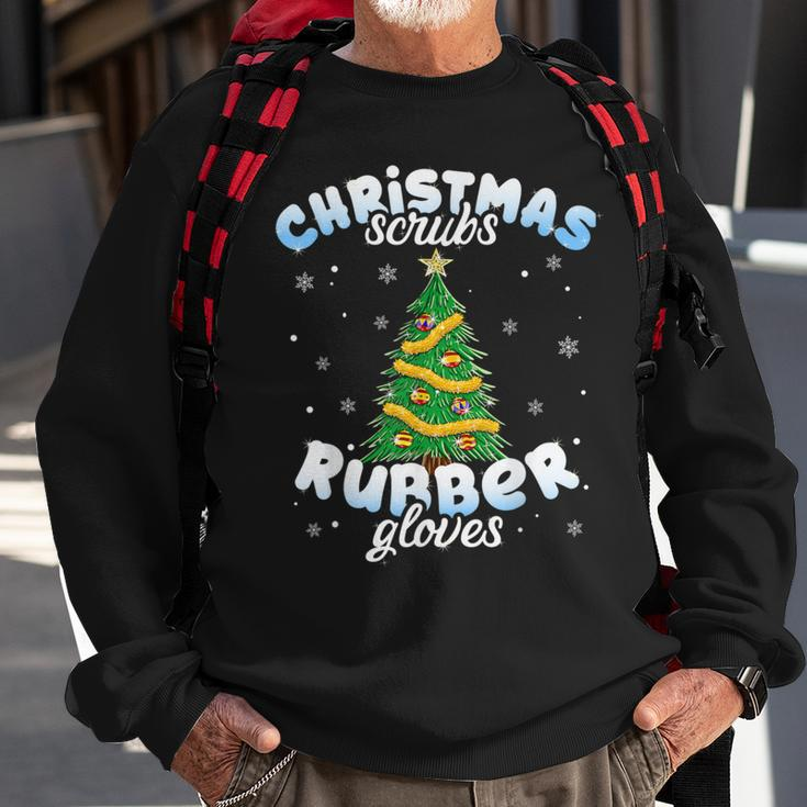 Christmas Scrubs Rubber Gloves Scrub Top Cute Tree Lights Sweatshirt Gifts for Old Men