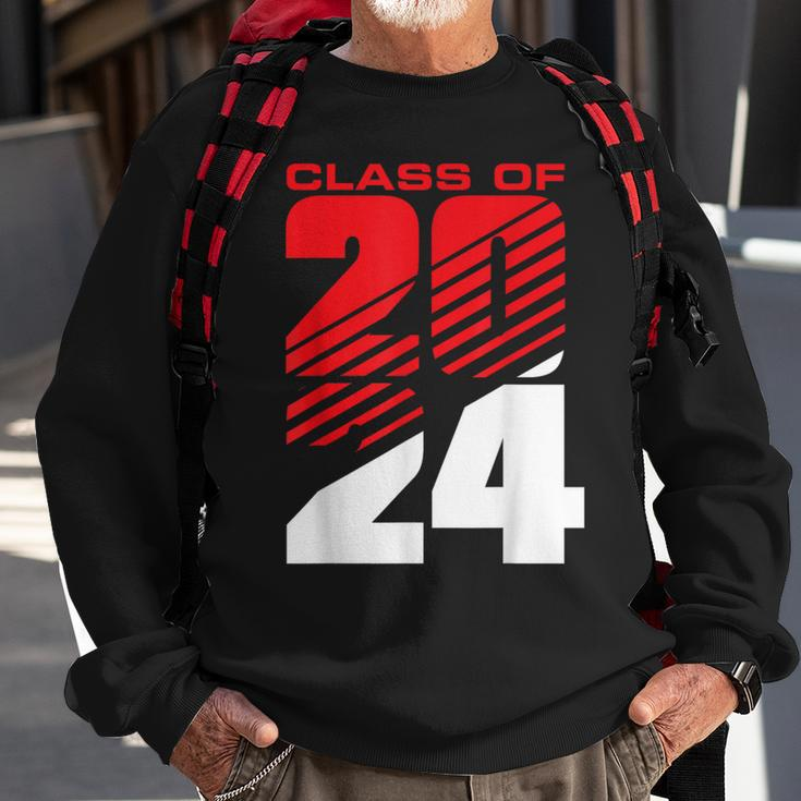 Class Of 2024 High School Senior Graduation Red Sports Style Sweatshirt Gifts for Old Men