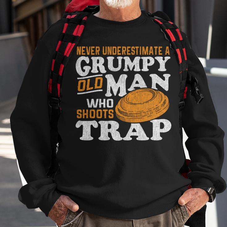Clay Target Shooting Never Underestimate Grumpy Old Man Trap Sweatshirt Gifts for Old Men