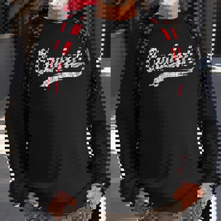 Cleveland Oh Vintage Baseball Sports Script Baseball Funny Gifts Sweatshirt Gifts for Old Men