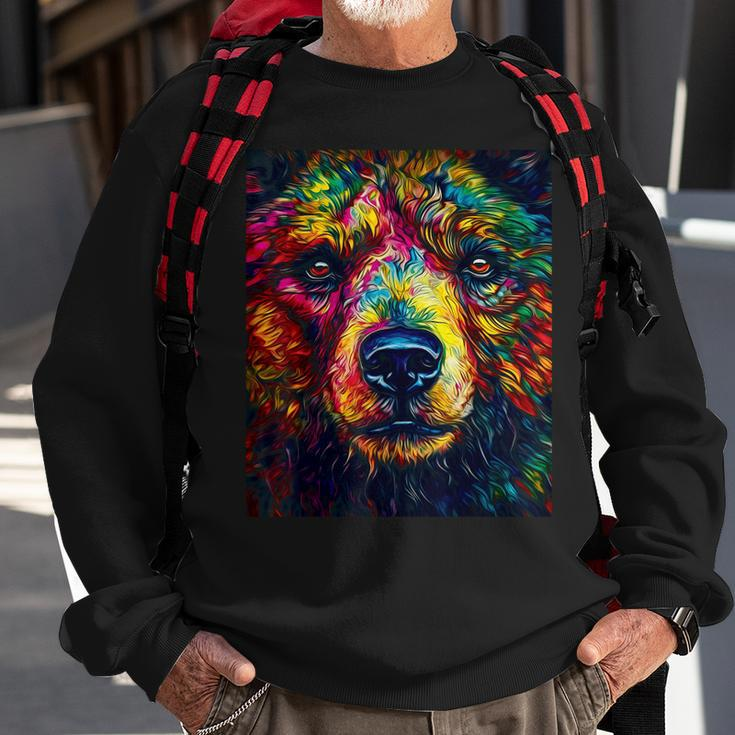 Colorful Grizzly Bear Closeup Sweatshirt Gifts for Old Men