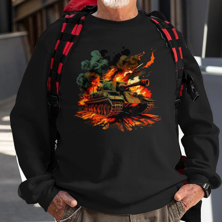 Cool Tank On Flames For Military Tank Lovers Sweatshirt Gifts for Old Men