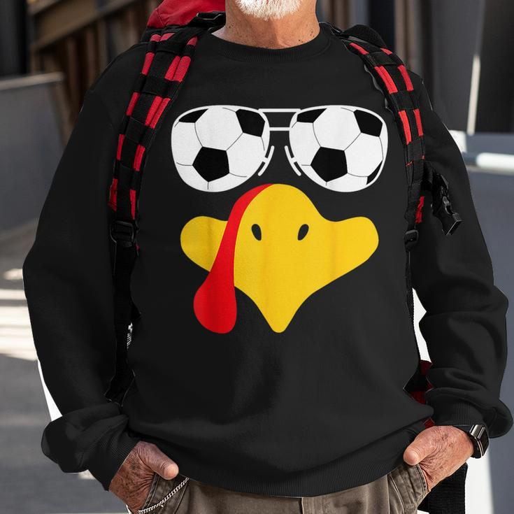 Cool Turkey Face With Soccer Sunglasses Thanksgiving Sweatshirt Gifts for Old Men
