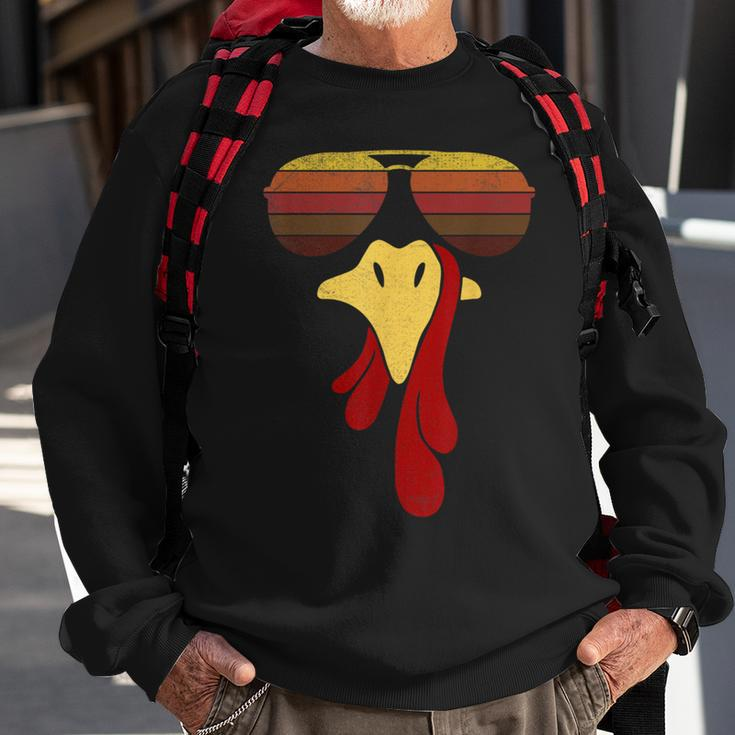 Cool Turkey Face With Sunglasses Face Vintage Retro Sweatshirt Gifts for Old Men