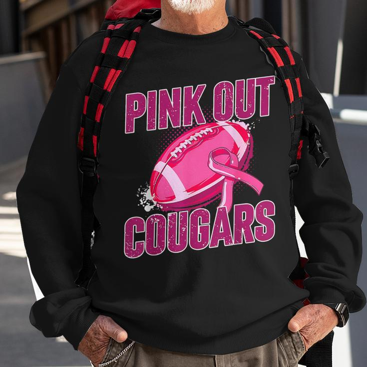 Cougars Pink Out Football Tackle Breast Cancer Sweatshirt Gifts for Old Men