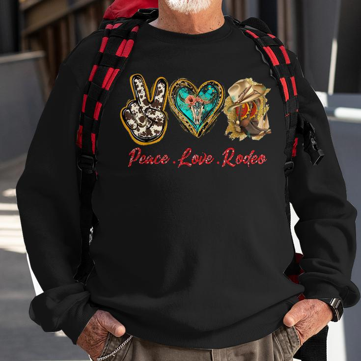 Cowhide Turquoise Cowgirl Cowboy Boots Peace Love Rodeo Girl Sweatshirt Gifts for Old Men