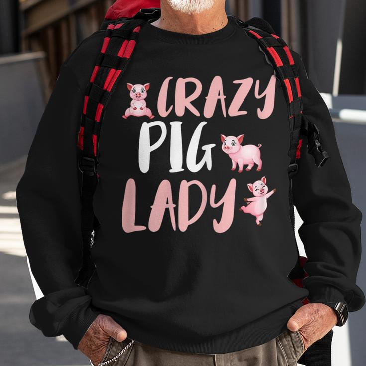 Crazy Pig Lady Piglet Farm Sweatshirt Gifts for Old Men