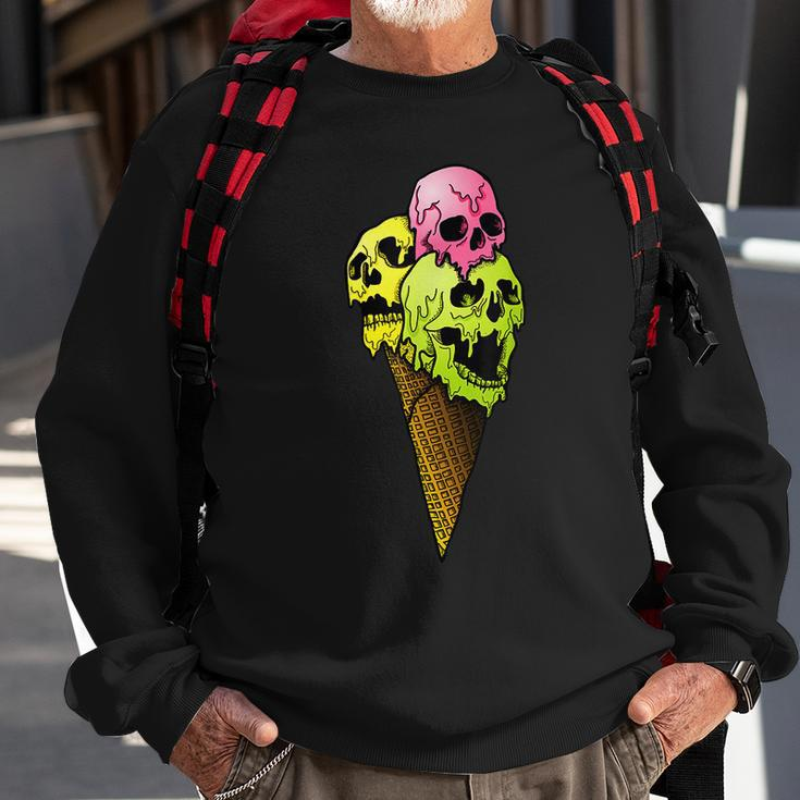 Creepy Skulls Icecream Horror Colorful Halloween Halloween Sweatshirt Gifts for Old Men