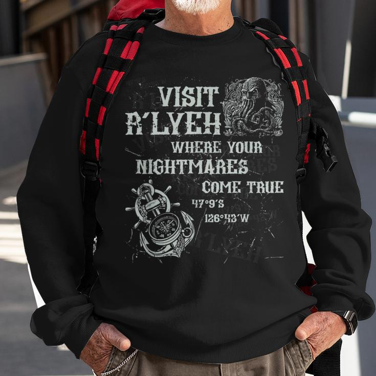 Cthulhu Visit R'lyeh Coordinates Cosmic Horror Cthulhu Horror Sweatshirt Gifts for Old Men