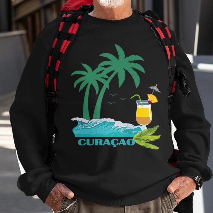 Curacao Palms Cocktail Caribbean Beach Island Souvenir Gift Curacao Funny Gifts Sweatshirt Gifts for Old Men