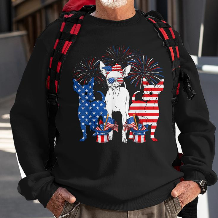 Cute Chihuahua Dogs American Flag Indepedence Day July 4Th Sweatshirt Gifts for Old Men