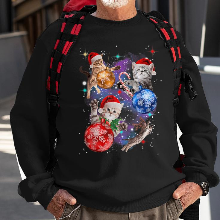 Cute Christmas Cats In Space Ornaments Graphic Sweatshirt Gifts for Old Men