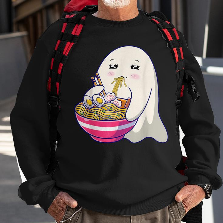 Cute Ghost Eat Ramen Kawaii Anime Halloween Noodles Japanese Sweatshirt Gifts for Old Men