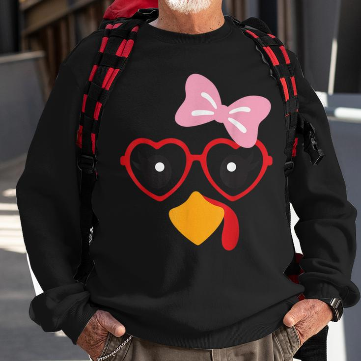 Cute Turkey Face Heart Sunglasses Thanksgiving Costume Sweatshirt Gifts for Old Men
