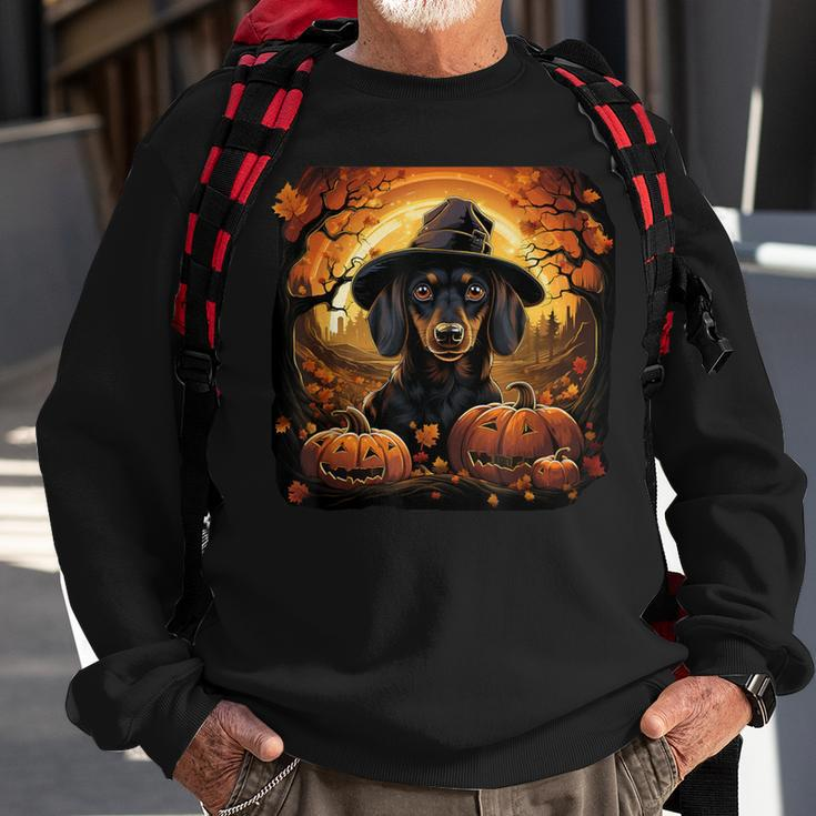 Dachshund Witch And Pumpkin Halloween Costume Dog Love Sweatshirt Gifts for Old Men