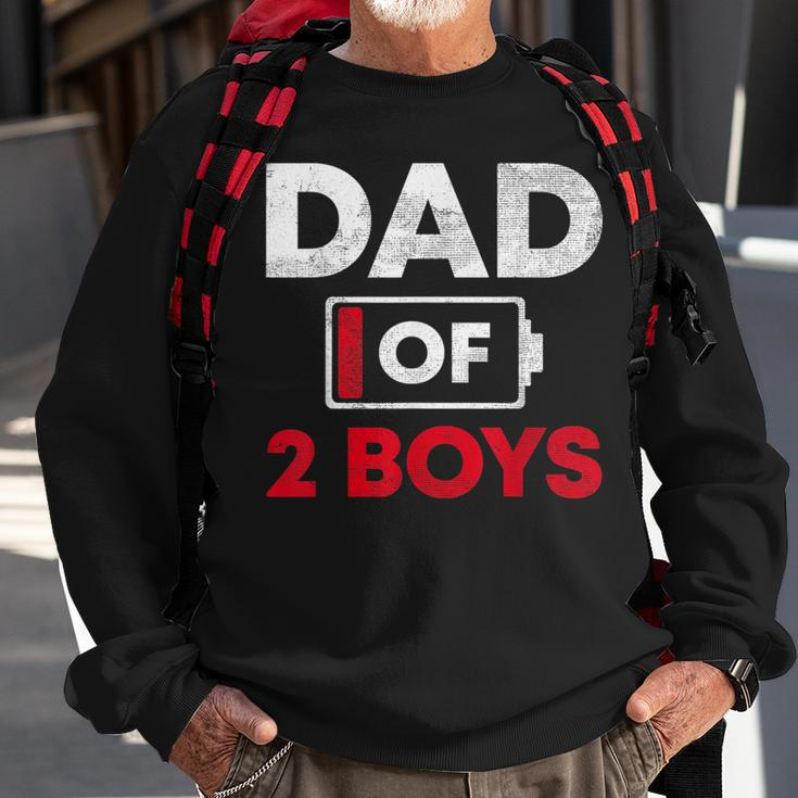 Dad Of 2 Boys Battery Low Daddy Fathers Day Gift Sweatshirt Gifts for Old Men