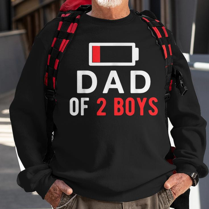 Dad Of 2 Boys Battery Low Gift From Son Fathers Day Sweatshirt Gifts for Old Men