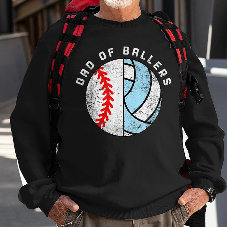 Dad Of Ballers Funny Baseball Volleyball Dad Daddy Papa Sweatshirt Gifts for Old Men